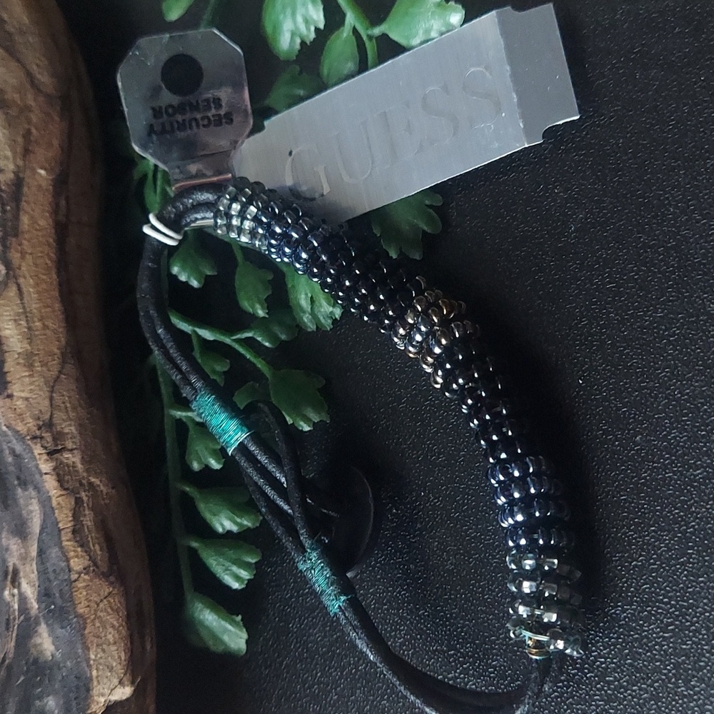 B968 Guess Beaded Leather Corded Bracelet